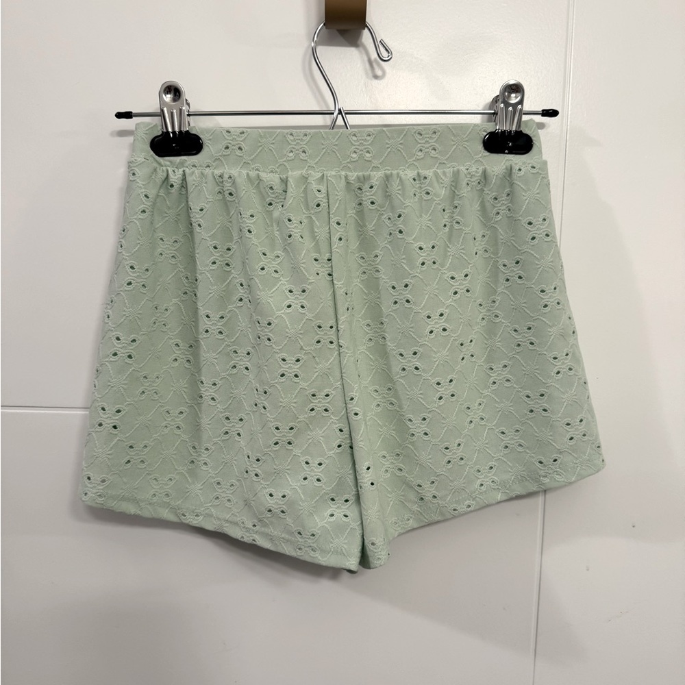 Mikey & Joey Mint Green Eyelet Pull-On Shorts S
